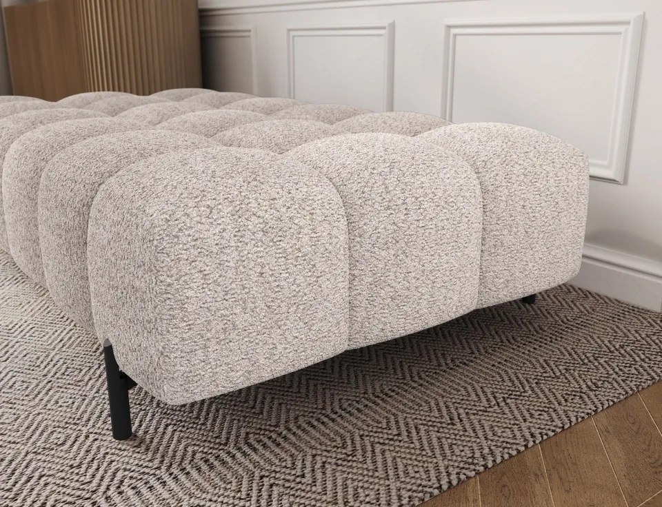 Taburet Tapitat cu Picioare Ferivo, 140x70x40cm, beige bouclé – Royal 04