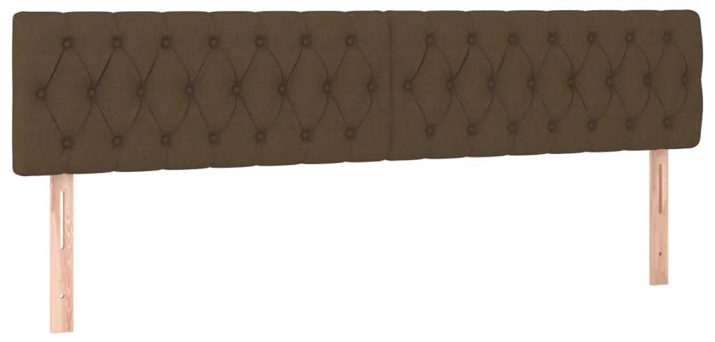Pat continental cu saltea maro inchis 180x200cm material textil Maro inchis, 180 x 200 cm, Design cu nasturi