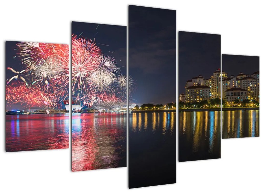 Tablou cu artificii in Singapur (150x105 cm)