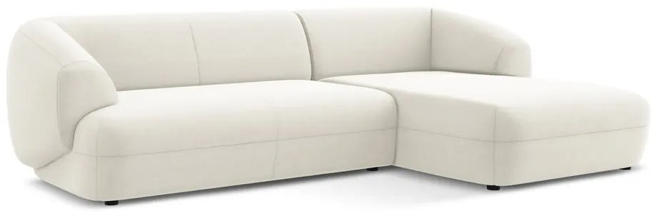 Colțar alb cu tapițerie din catifea (cu colț pe partea dreaptă) Moana – Makamii