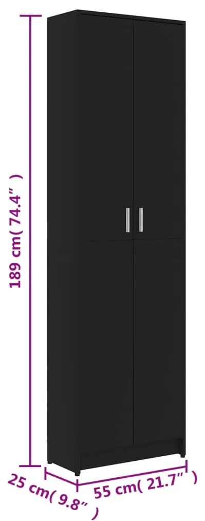 Sifonier de hol, negru, 55 x 25 x 189 cm, PAL Negru, 1