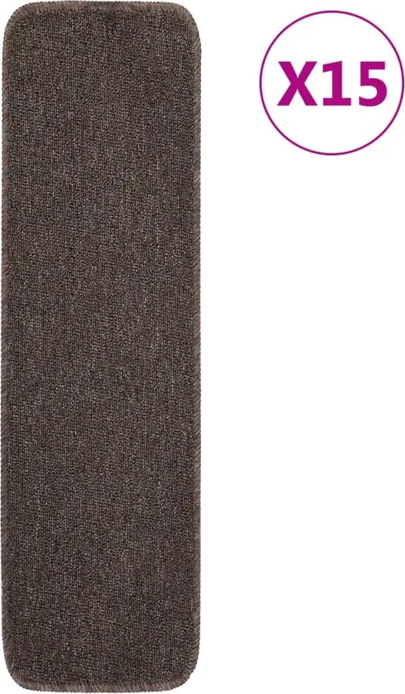 vidaXL Covorașe de scări, 15 buc., maro, 75x20 cm, dreptunghiular