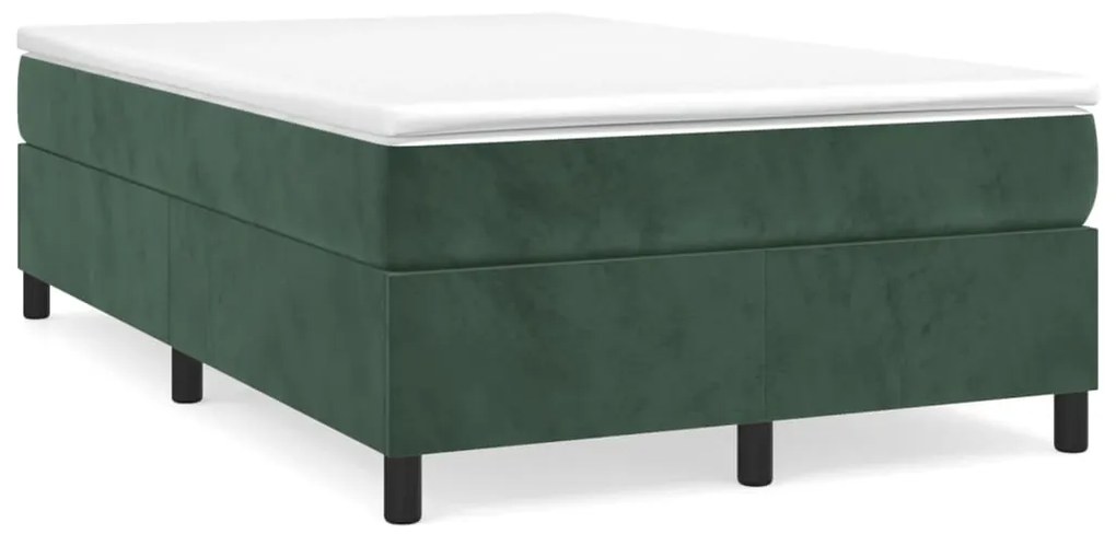 vidaXL Pat box spring cu saltea, verde închis, 120x190 cm, catifea