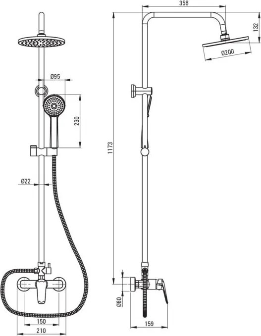 🚿 Pălărie de duș BORO, 3 funcții, cu baterie, finisaj cromat – Cod NER_01RK