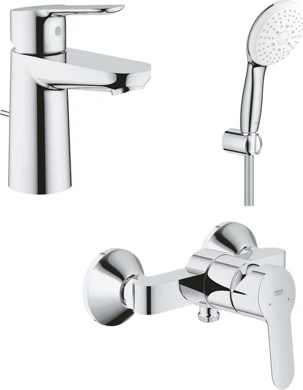 Set baterii lavoar dus Grohe BauEdge si dus cu porter Tempesta crom lucios