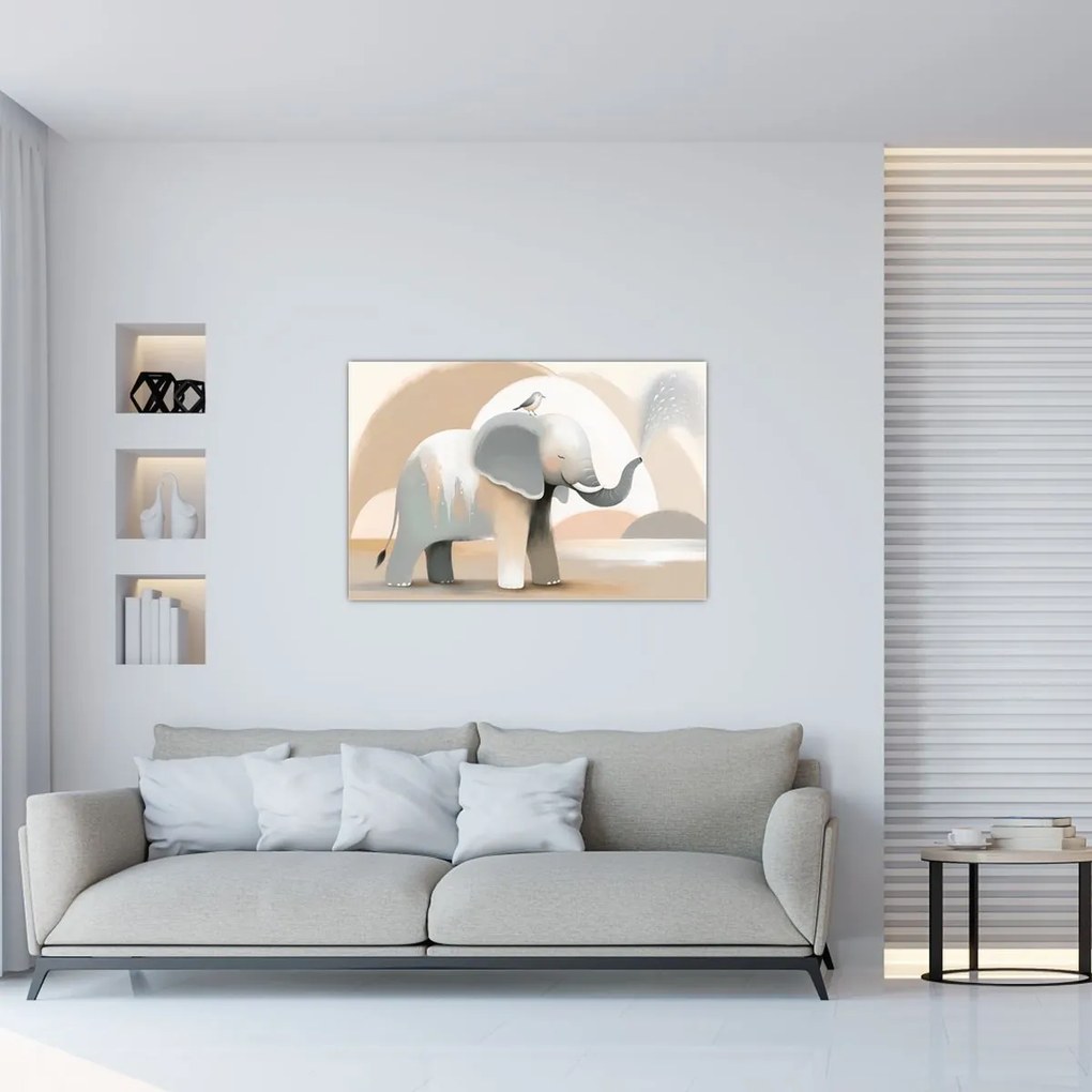 Tablou - Elefant în culori pastel (90x60 cm)
