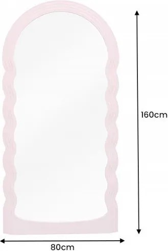 Oglinda de perete design modern Wave 160cm, roz