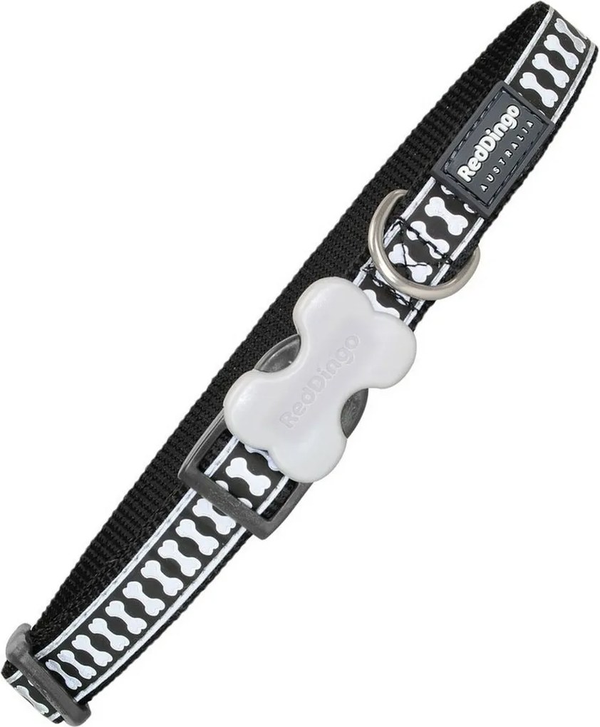 Zgardă pentru câini Red Dingo Reflectorizant/ă Oase Negru (1,2 x 20-32 cm)