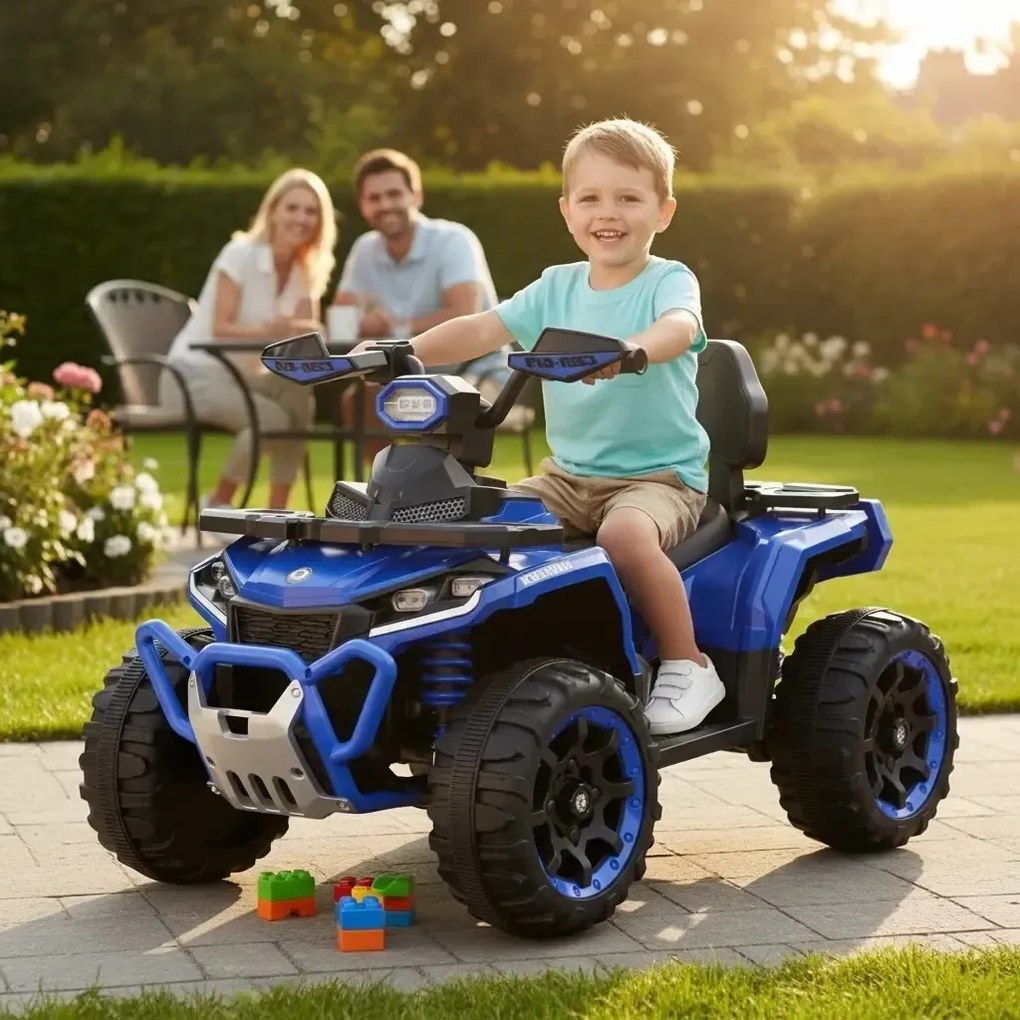 ATV Electric cu acumulator pentru copii NOVOKIDS™ MonsterQuad PRO , Cu melodii si lumini, Lungime 113 cm, 3-8 ani , Max 35 kg , Roti EVA, 12V, 4