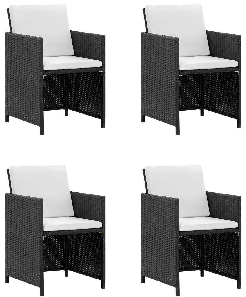42522 vidaXL Set mobilier de exterior cu perne, 9 piese, negru, poliratan