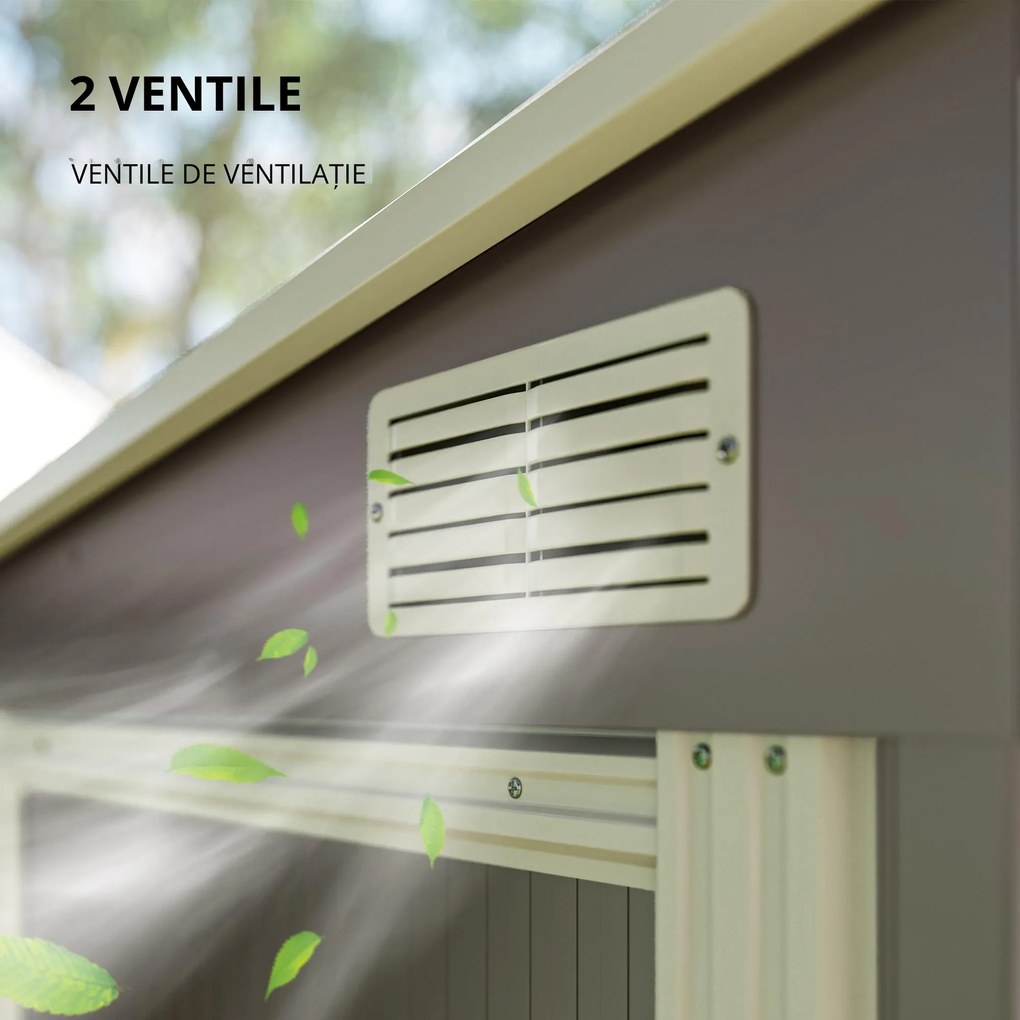 Outsunny Casă din Metal Galvanizat 7 x 5ft, cu Ușă Glisantă | Aosom Romania