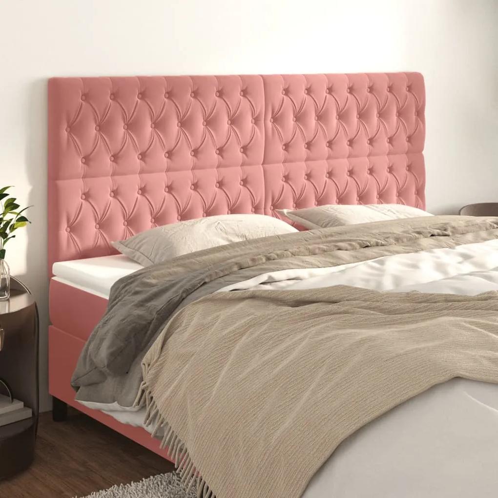 3116739 vidaXL Tăblii de pat, 4 buc, roz, 100x7x78/88 cm, catifea