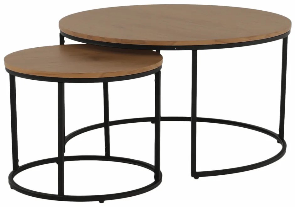 Set 2 măsuțe de cafea Ilak (stejar + negru). 1016582