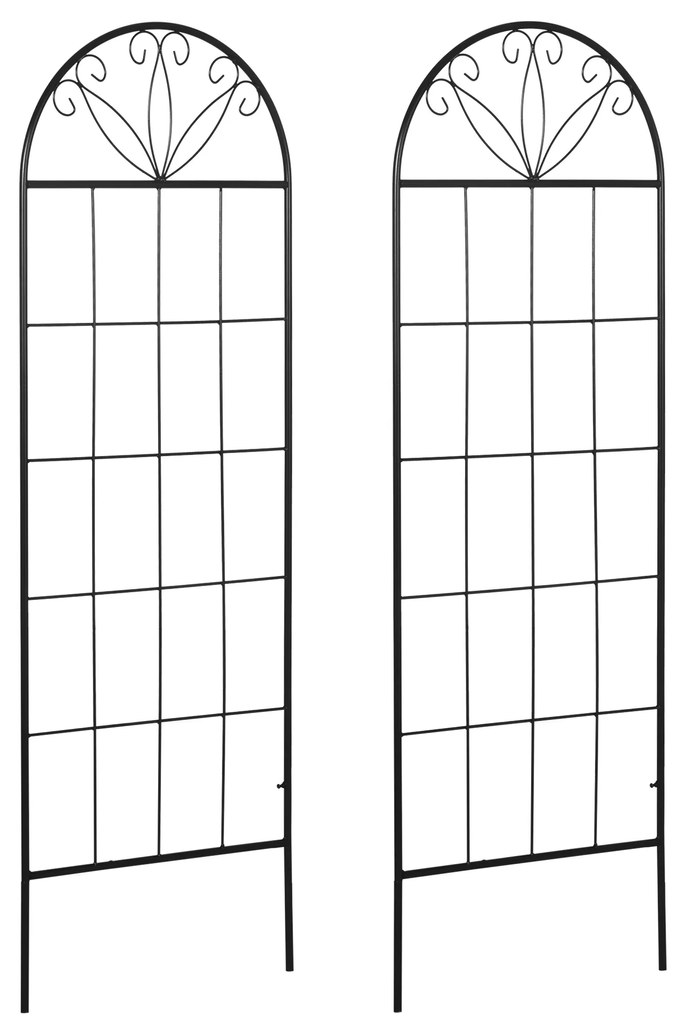 Outsunny Trelis pentru grădină set de 2 suport pentru plante agățătoare din metal - 51 x 152 cm negru | Aosom Romania