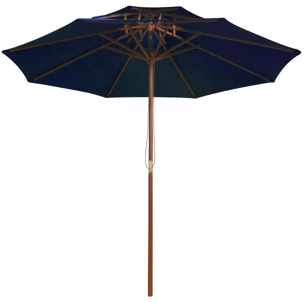 Umbrela de soare dubla, stalp din lemn, albastru, 270 cm Albastru