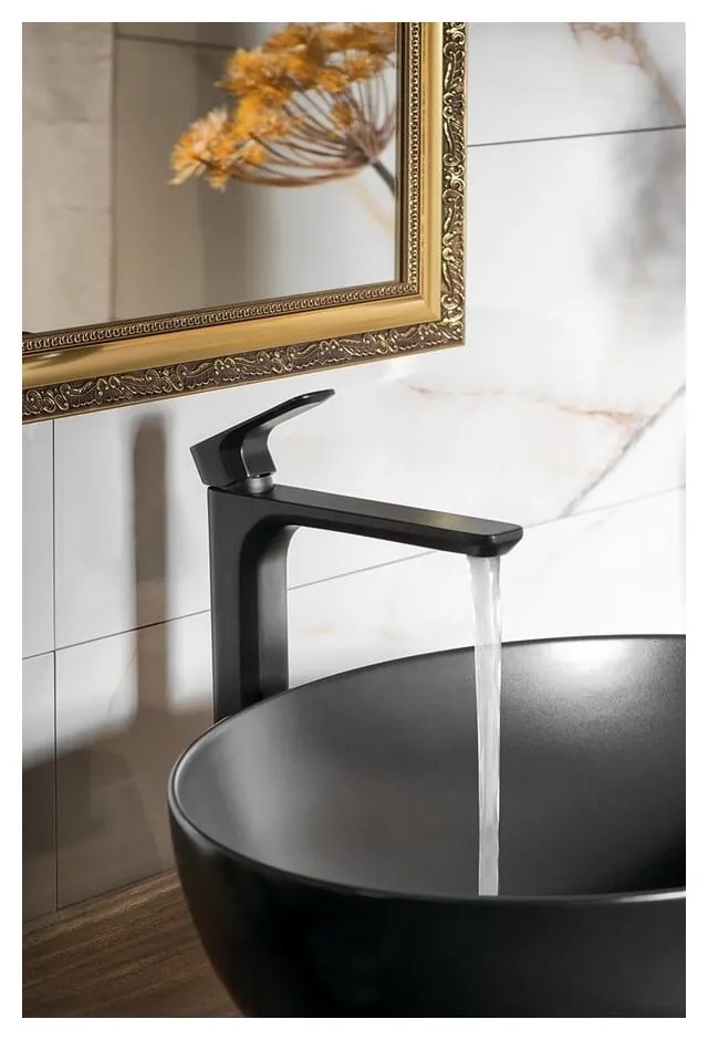 Baterie negru-mat pentru chiuvetă înaltă Spy – Sapho