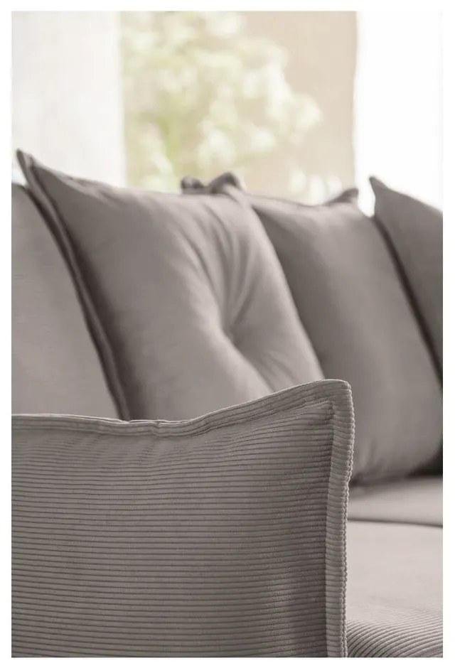 Colțar maro deschis extensibil cu tapițerie din catifea reiată (colț variabil) Lazy Lukka – Miuform