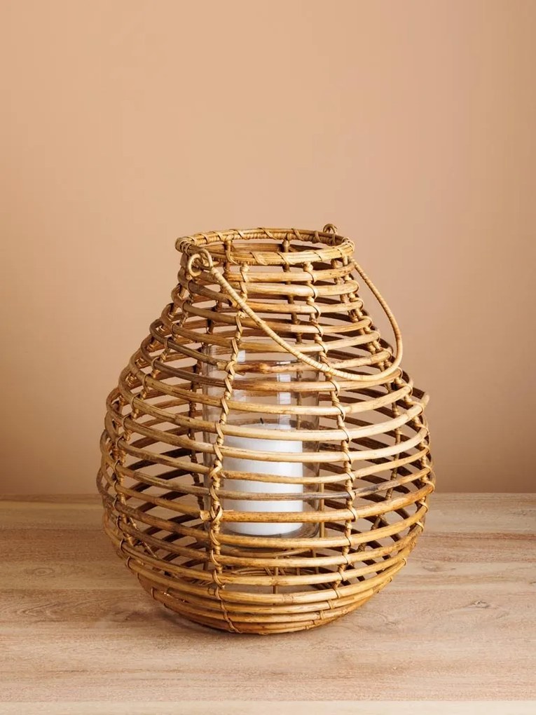 Suport lumanare natur din rattan H32cm Vagabond