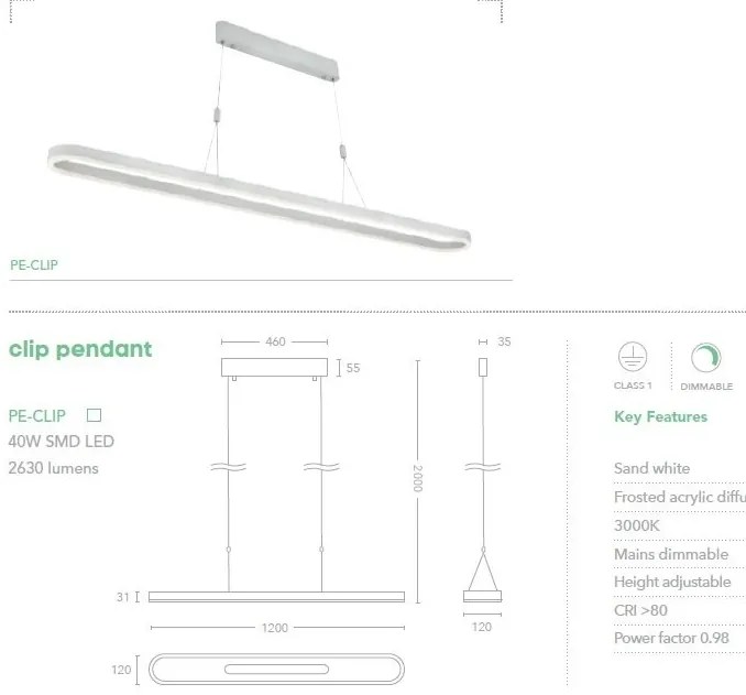 Lustra LED suspendata Clip pendant 120cm