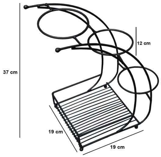 Suport de flori 37x19 cm negru/metal