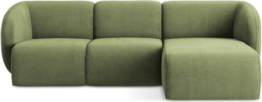 Colțar verde cu tapițerie din chenille (cu colț pe partea dreaptă/cu șezlong) Lani – Makamii