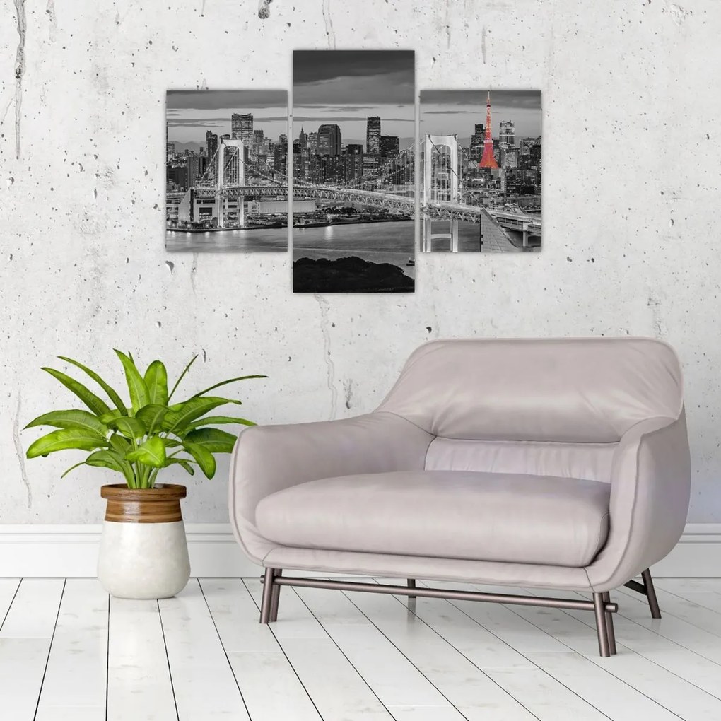 Tablou - Oraș mare cu un turn roșu (90x60 cm)