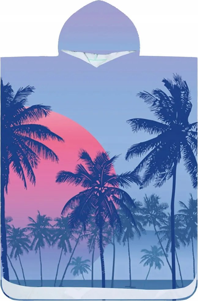 Poncho de plaja FLOWLIFE mov 80x145 cm
