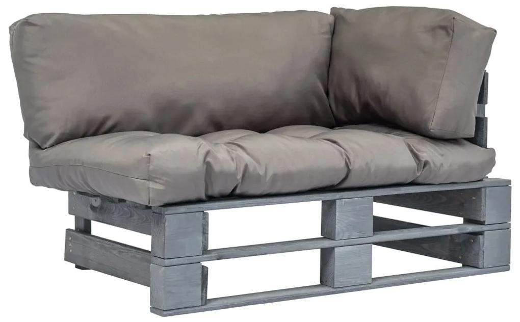 Canapea de gradina din paleti cu perne gri, lemn de pin Gri, 1