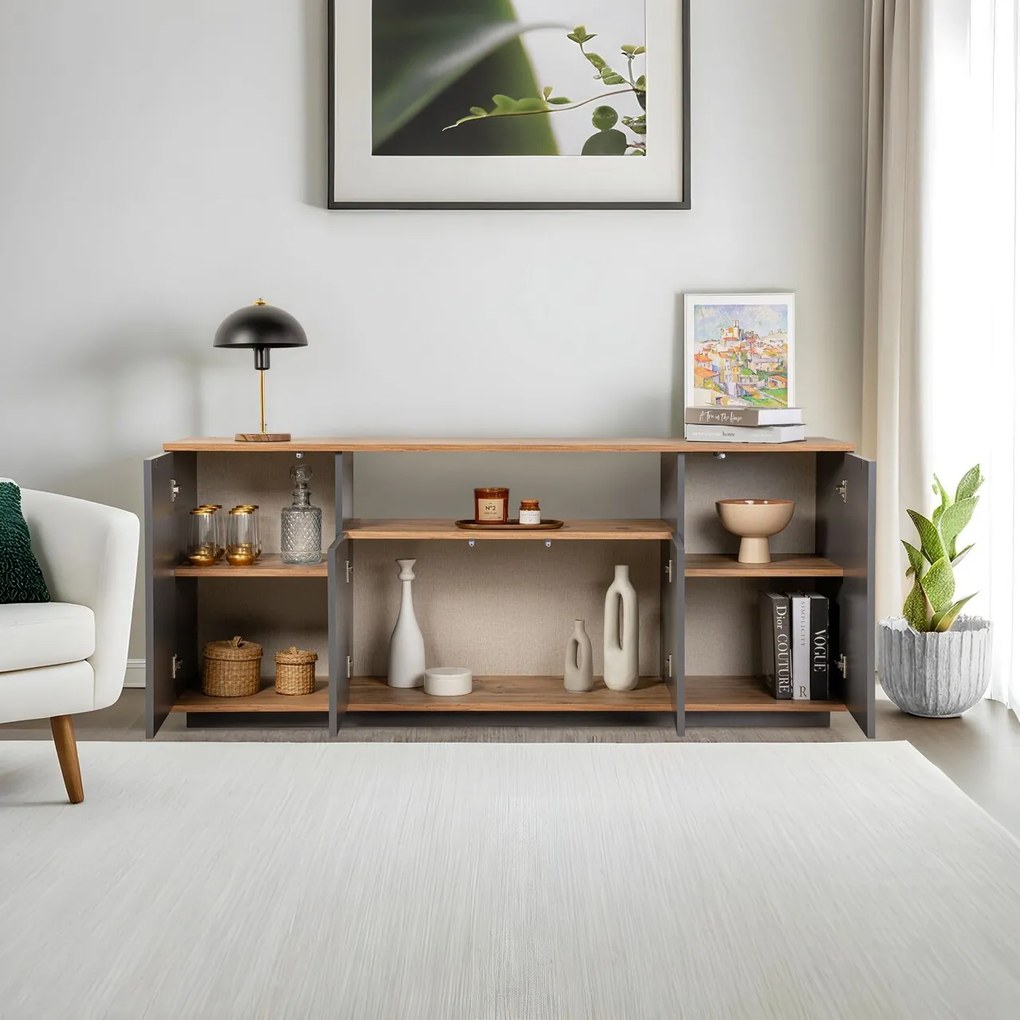 Consola, Hanah Home, Arista, 180x75x44.5 cm, Antracit / Pin Atlantic