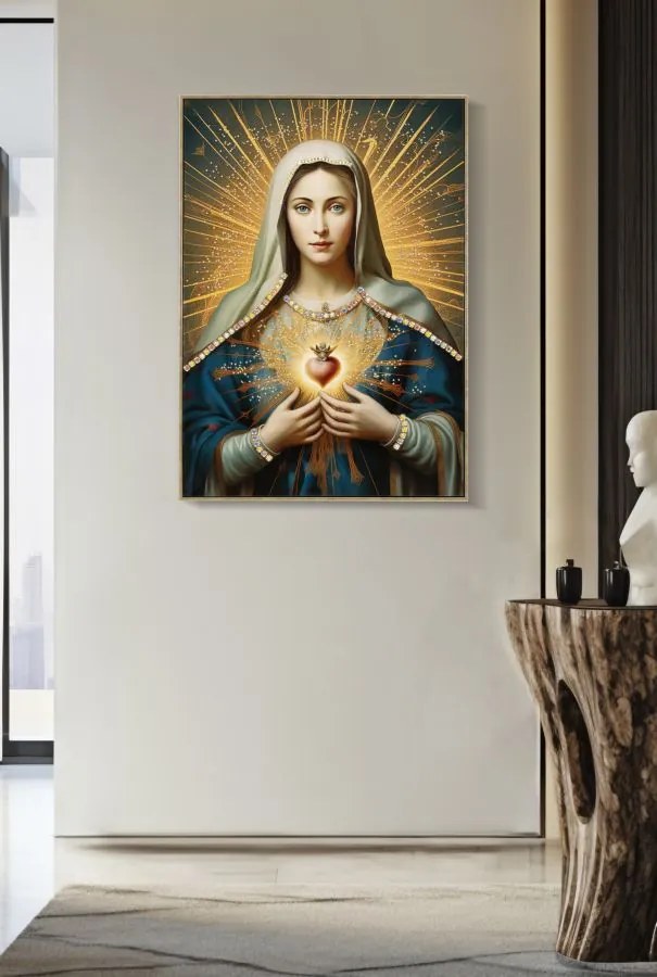 Mauro Ferretti Pictură pe pânză lăcuită Madonna -b- cu ramă cm 72x4x100 | Aosom Romania