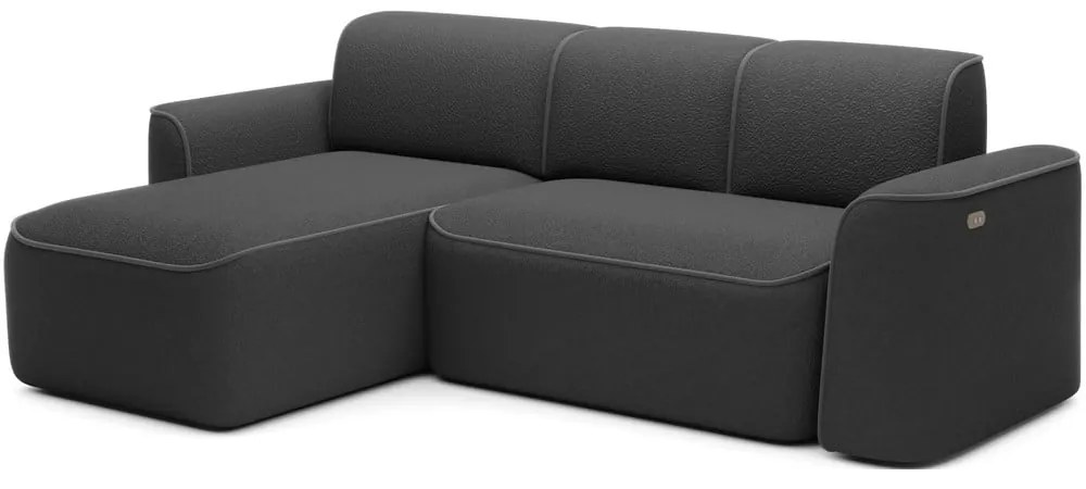 Colțar gri închis cu tapițerie din țesătură bouclé (cu colț pe partea stângă/cu șezlong) Ume – ELTAP