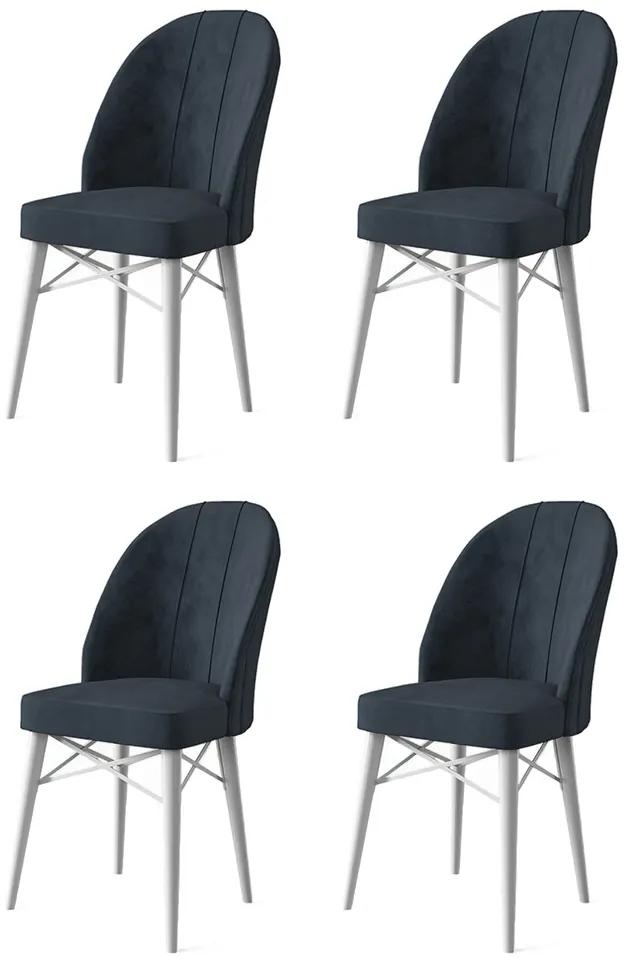 Set 4 scaune haaus Ritim, Antracit/Alb, textil, picioare metalice