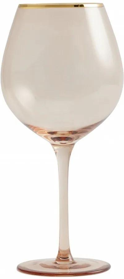 Pahar din sticla roz pentru vin Gold Rim Nordal