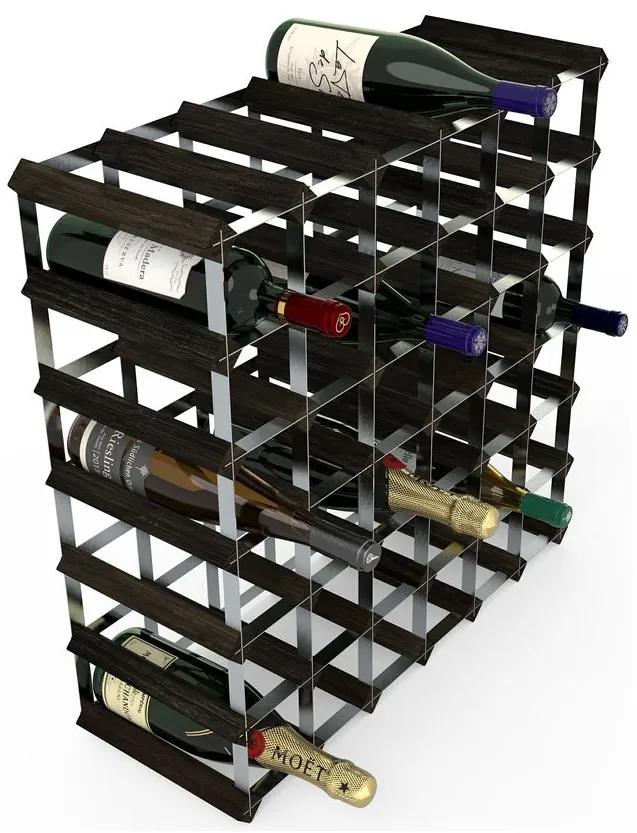 Raft pentru vin RTA pentru 42 de sticle, asamblat, frasin negru/gri