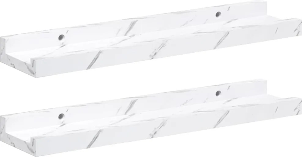vidaXL Raft de perete 2 pcs Marmură albă 40 x 9 x 3 cm Lemn compozit