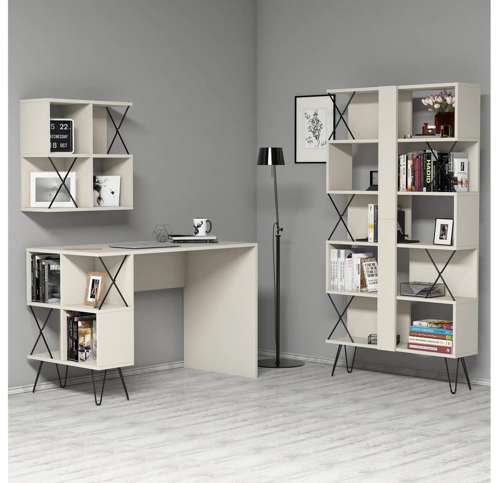 Set mobilier pentru birou Likime 1 (crem + negru) . 1095022