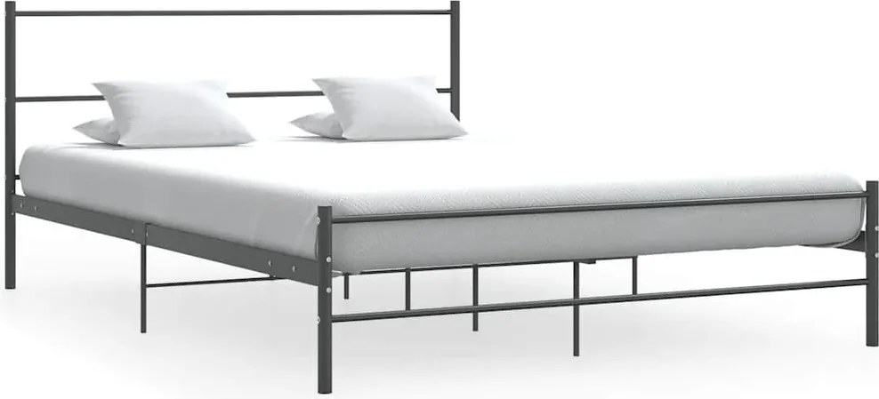 vidaXL Cadru de pat fără saltea, gri, 140 x 200 cm, metal