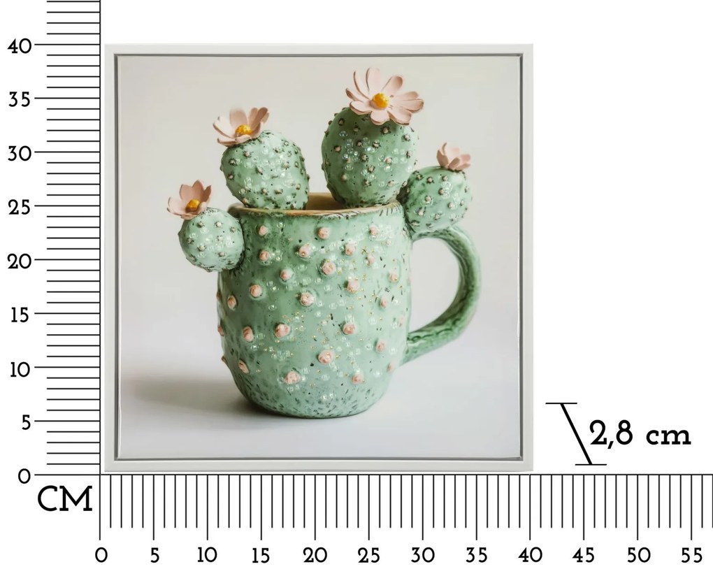 Mauro Ferretti Tablou Imprimat Pe Pânză Lacuită, Cu Ramă, Model ,,Borcan Cu Cactus", Varianta C, Dimensiuni 40 X 2,8 X 40 Cm | Aosom Romania