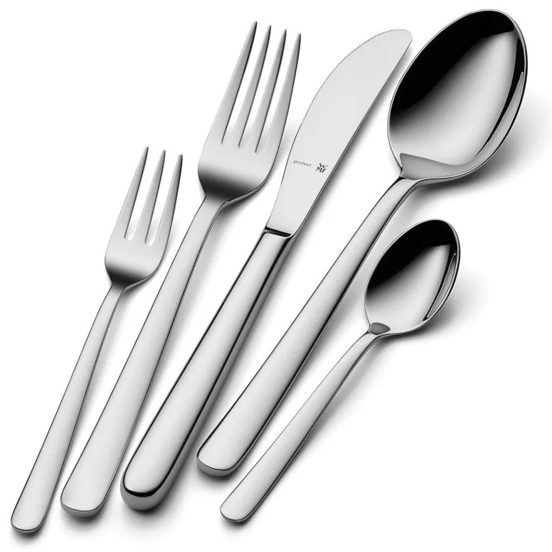 Set tacamuri WMF Kult, 30 piese, Cromargan protect, Lustruit manual, Otel inoxidabil 18/10, Argintiu
