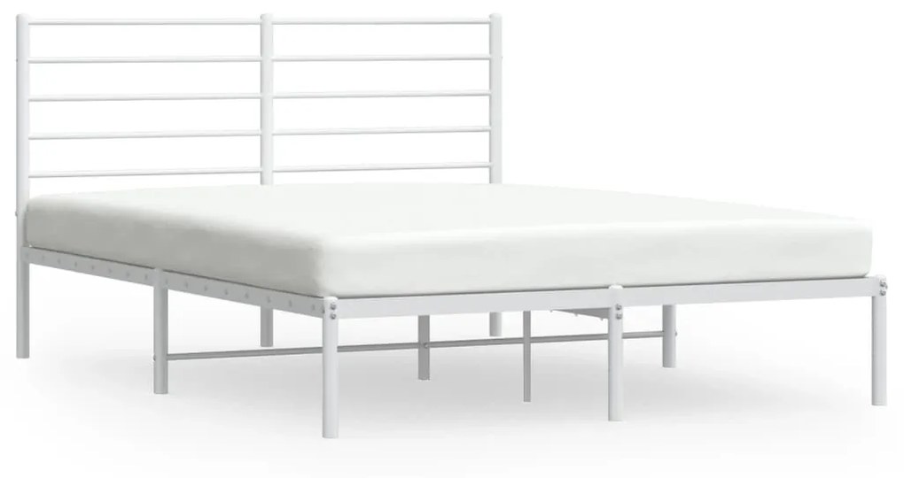 352366 vidaXL Cadru de pat metalic cu tăblie, alb, 120x200 cm