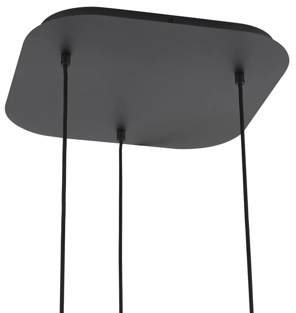 Lampă suspendată de design negru cu sticlă fumurie cu 3 lumini - Gus