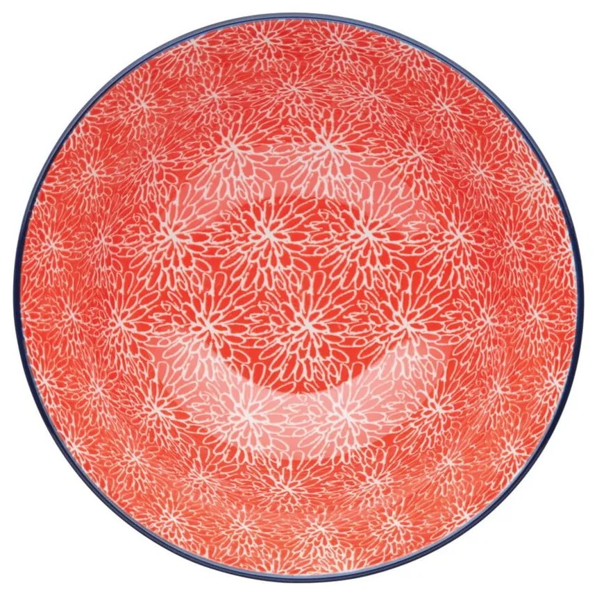 Bol roșu din ceramică Kitchen Craft Floral, ø 16 cm