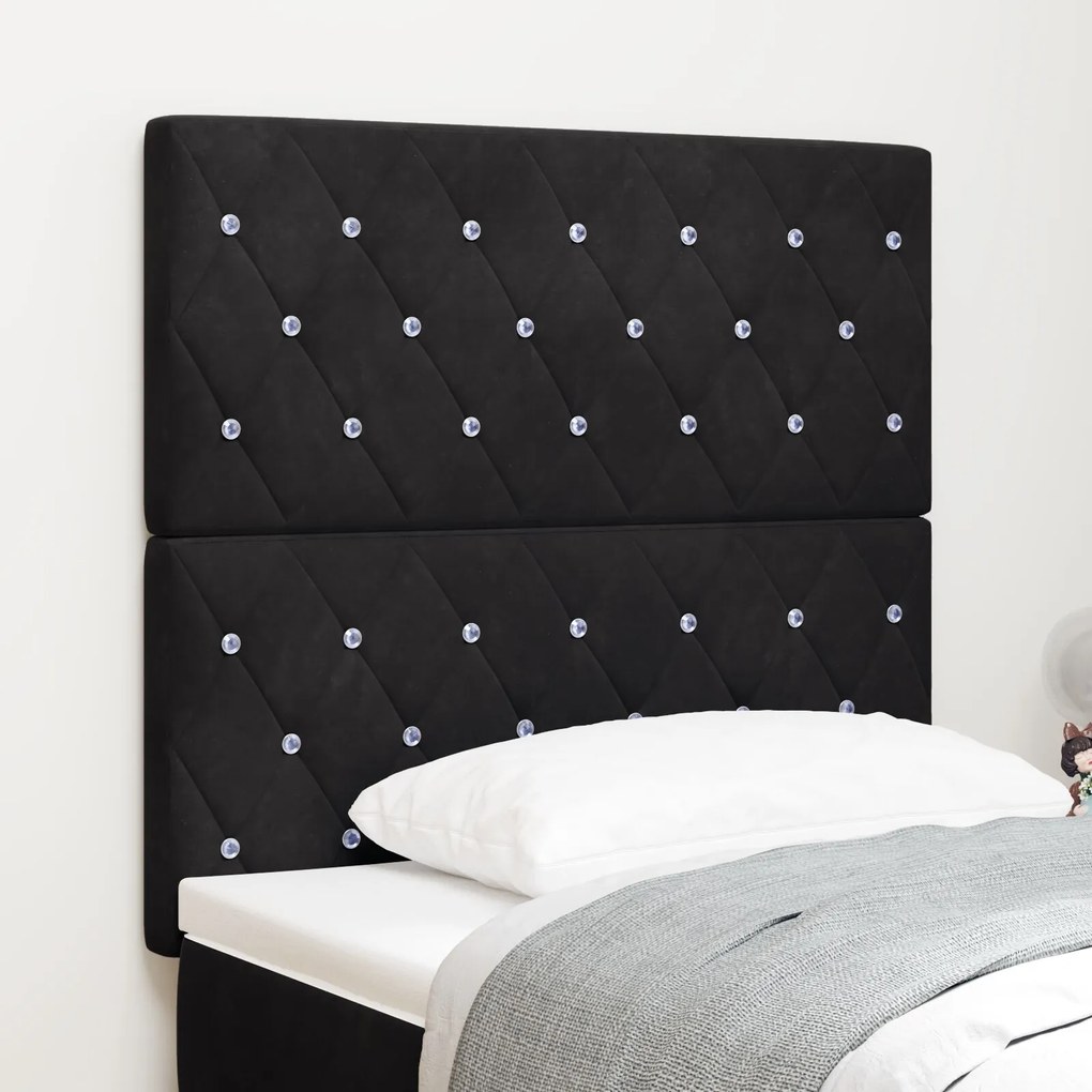 vidaXL Tăblie din Catifea Argyle cu headboard Negru 100 cm Catifea