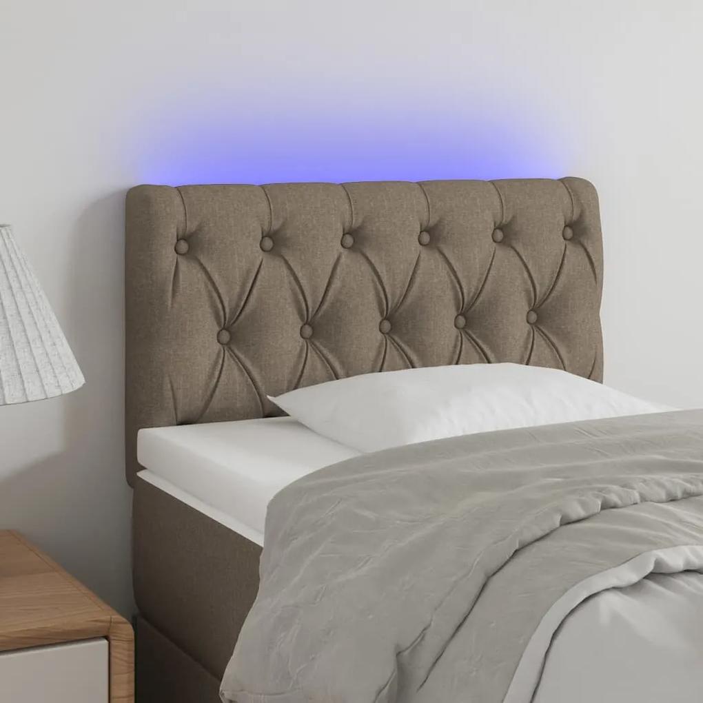 3121926 vidaXL Tăblie de pat cu LED, gri taupe, 80x7x78/88 cm, textil
