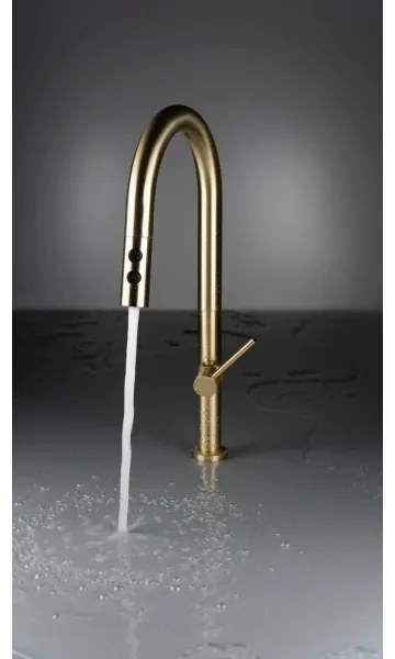 Baterie de chiuvetă cu cap de duș detașabil Deante BQO_R72M OLFATO auriu periat