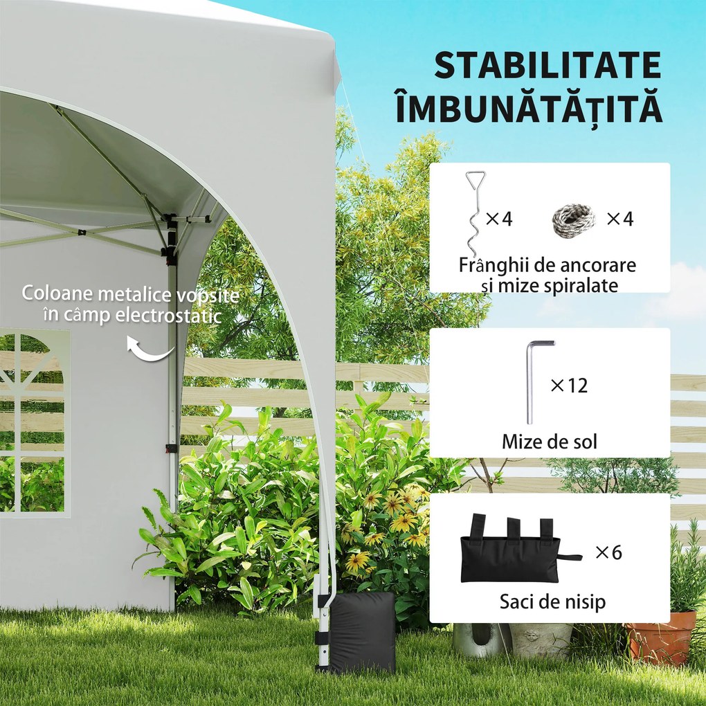 Outsunny Gazebo pliabil 3x6 m, cu pereți detașabili, saci cu nisip, geantă de transport și protecție UV30+, gri deschis/alb | Aosom Romania