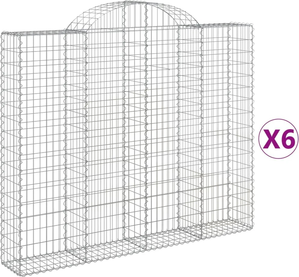vidaXL Coșuri gabion arcuite 6 buc, 200x30x160/180 cm, fier galvanizat