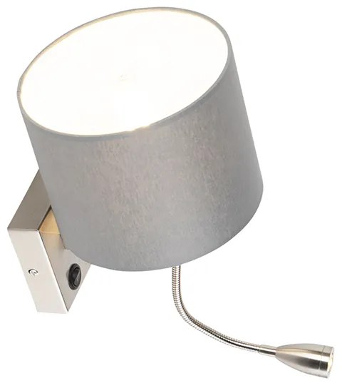 Lampă de perete inteligentă din oțel cu abajur gri, inclusiv Wi-Fi A60 - Brescia