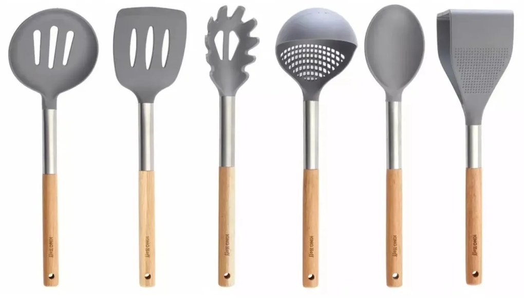 Set ustensile de bucatarie cu suport din salcam, 7 piese Kinghoff KH1325