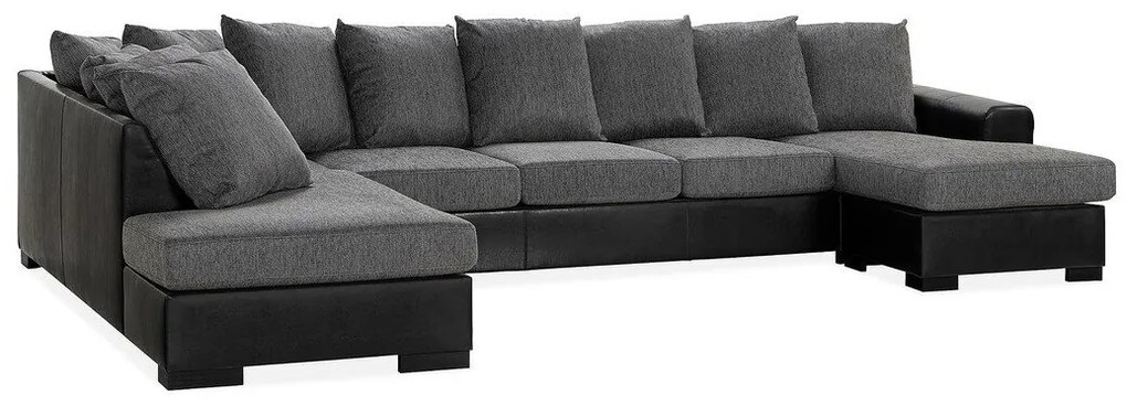 Colțar Scandinavian Choice 540Negru, Gri, 380x215x90cm, Picioare: Lemn
